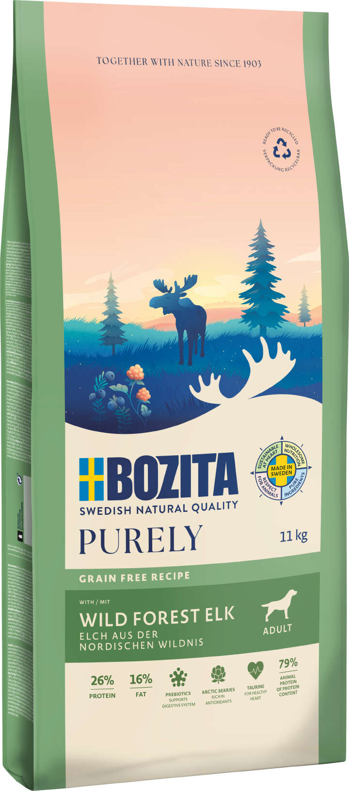 BOZITA Hunde-Trockenfutter Purely Adult Elch